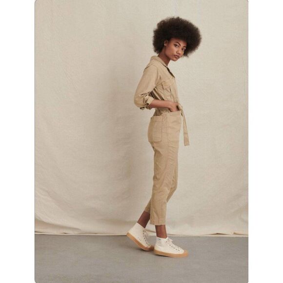 Alex Mill Expedition Twill Jumpsuit Long Sleeve Women's Large in Washed Khaki - Picture 3 of 11